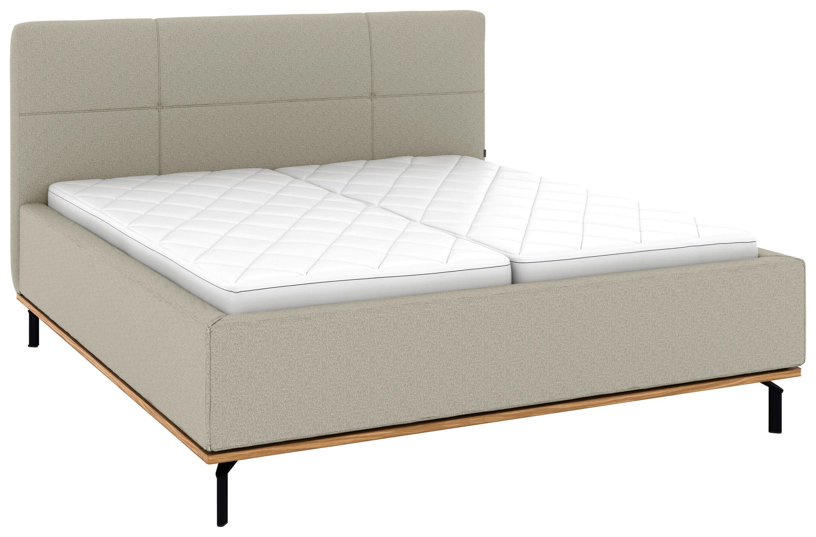 POLSTERBETT 180/200 cm,  in Hellgrau, Matratze, Lattenrost, Bettkasten, H2 + H3 = mittel + fest  - Hellgrau/Graphitfarben, Design, Holz/Textil (180/200cm) - Musterring