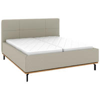 POLSTERBETT 160/200 cm,  in Hellgrau, Matratze, Lattenrost, Bettkasten, H2 + H2 = mittel  - Hellgrau/Graphitfarben, Design, Holz/Textil (160/200cm) - Musterring