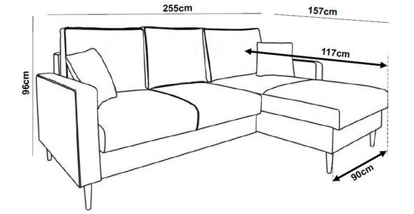ECKSOFA in Flachgewebe Schwarz - Eiche Wotan/Schwarz, KONVENTIONELL, Holz/Textil (255/157cm) - Carryhome