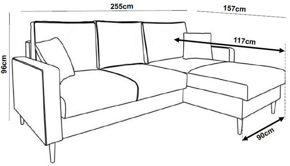 ECKSOFA in Flachgewebe Salbeigrün  - Salbeigrün/Eiche Wotan, Konventionell, Holz/Textil (255/157cm) - Carryhome