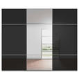 SCHWEBETÜRENSCHRANK 301/223/68 cm 3-türig Grau, Schwarz  - Alufarben/Schwarz, KONVENTIONELL, Glas/Holzwerkstoff (301/223/68cm) - Novel
