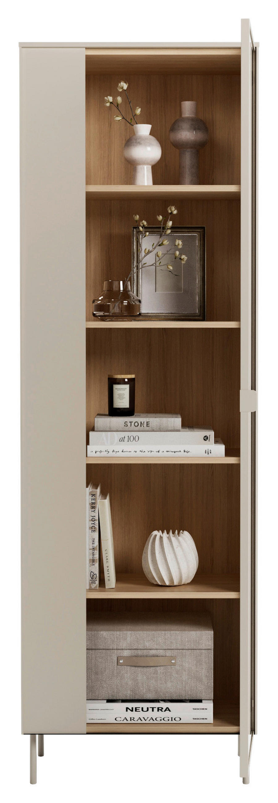VITRINE Eichefarben, Kaschmir  - Kaschmir/Eichefarben, Modern, Glas/Holzwerkstoff (63/197/41cm) - Carryhome