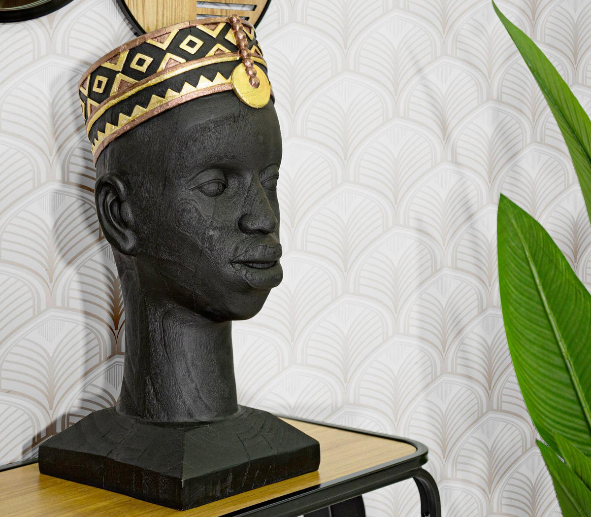 SKULPTUR - Goldfarben/Schwarz, Basics, Kunststoff (25/56/25cm)