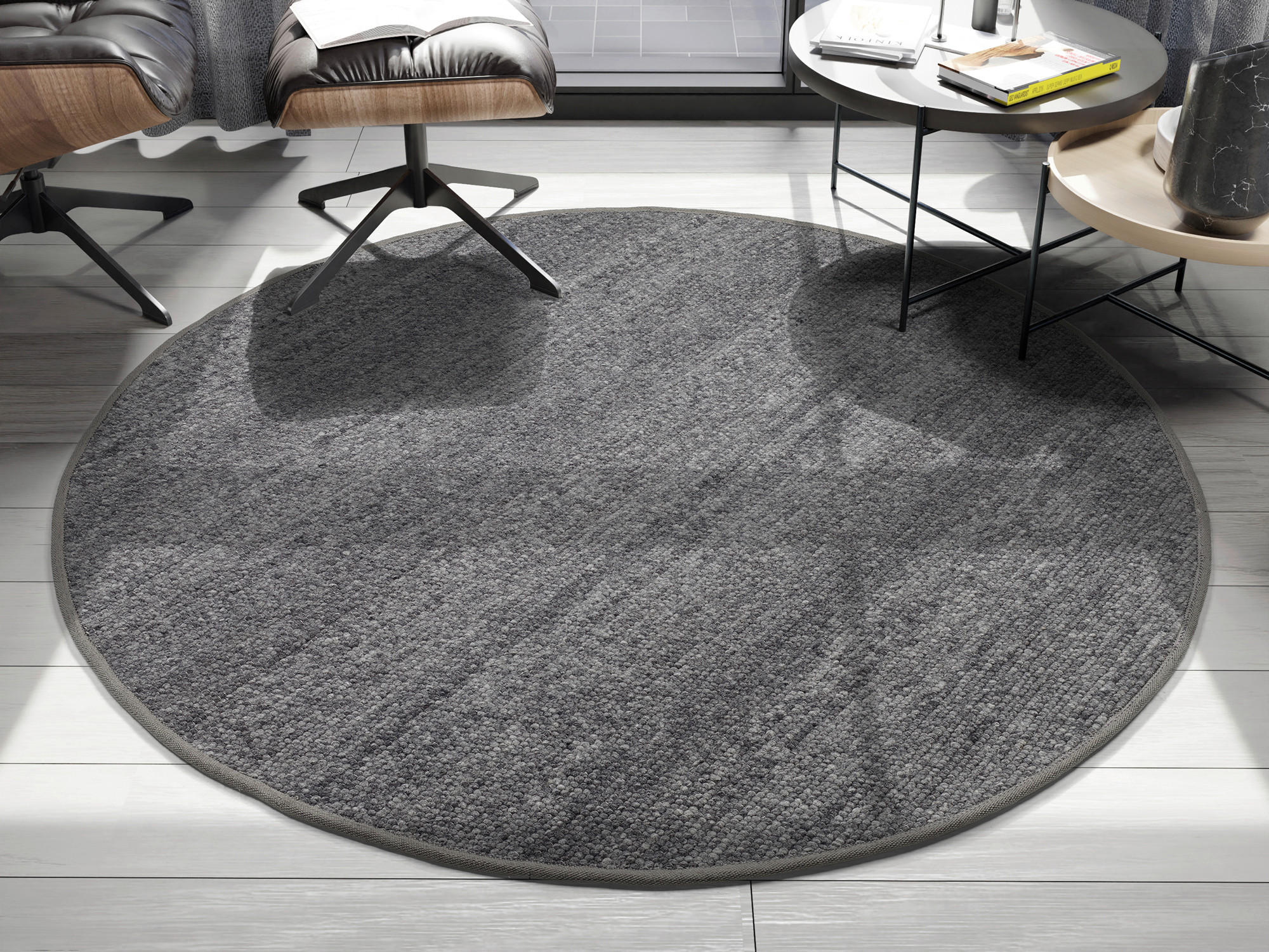 HANDWEBTEPPICH 200/200 cm Helsinki Anthrazit  - Anthrazit, Basics, Textil (200/200cm) - Linea Natura