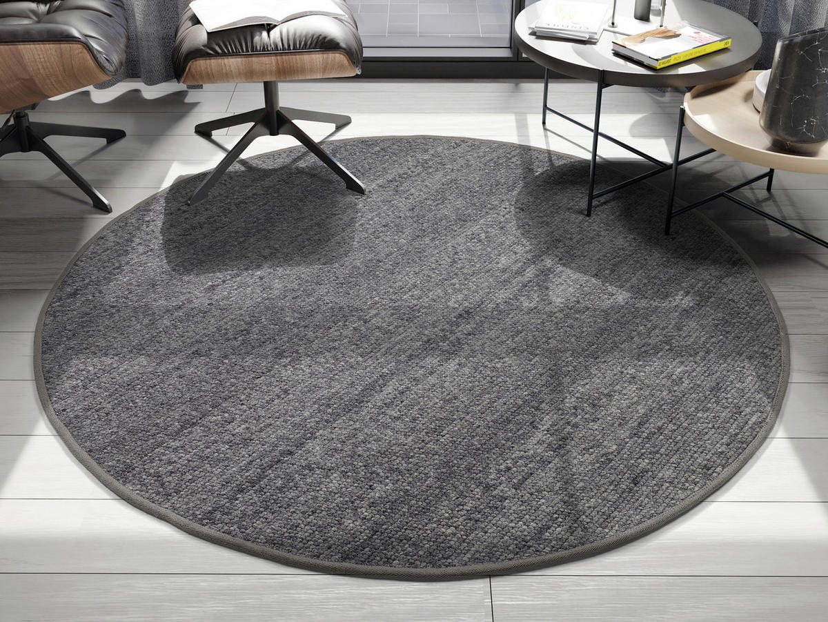 HANDWEBTEPPICH 250/250 cm Helsinki Anthrazit  - Anthrazit, Basics, Textil (250/250cm) - Linea Natura