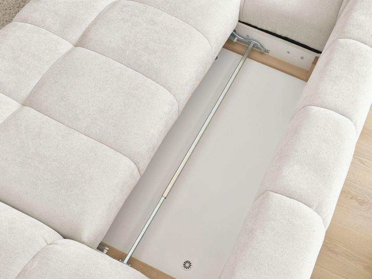 ECKSCHLAFSOFA EVEREST  mit Rücken echt, Armteil links, Armteil rechts Struktur Weiß  - Schwarz/Weiß, MODERN, Kunststoff/Textil (180/318cm) - Livetastic