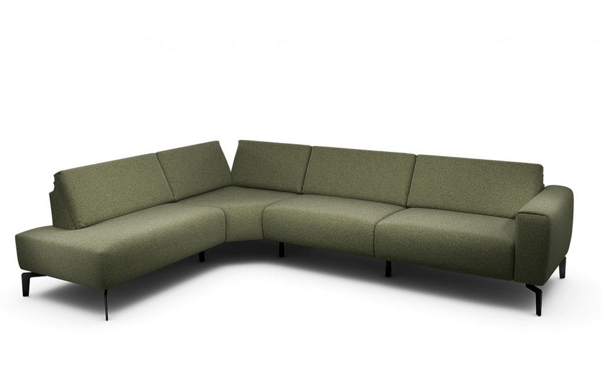 ECKSOFA Cosy Waldgrün Chenille  - Waldgrün/Schwarz, Design, Textil/Metall (213/296cm) - SENSOO