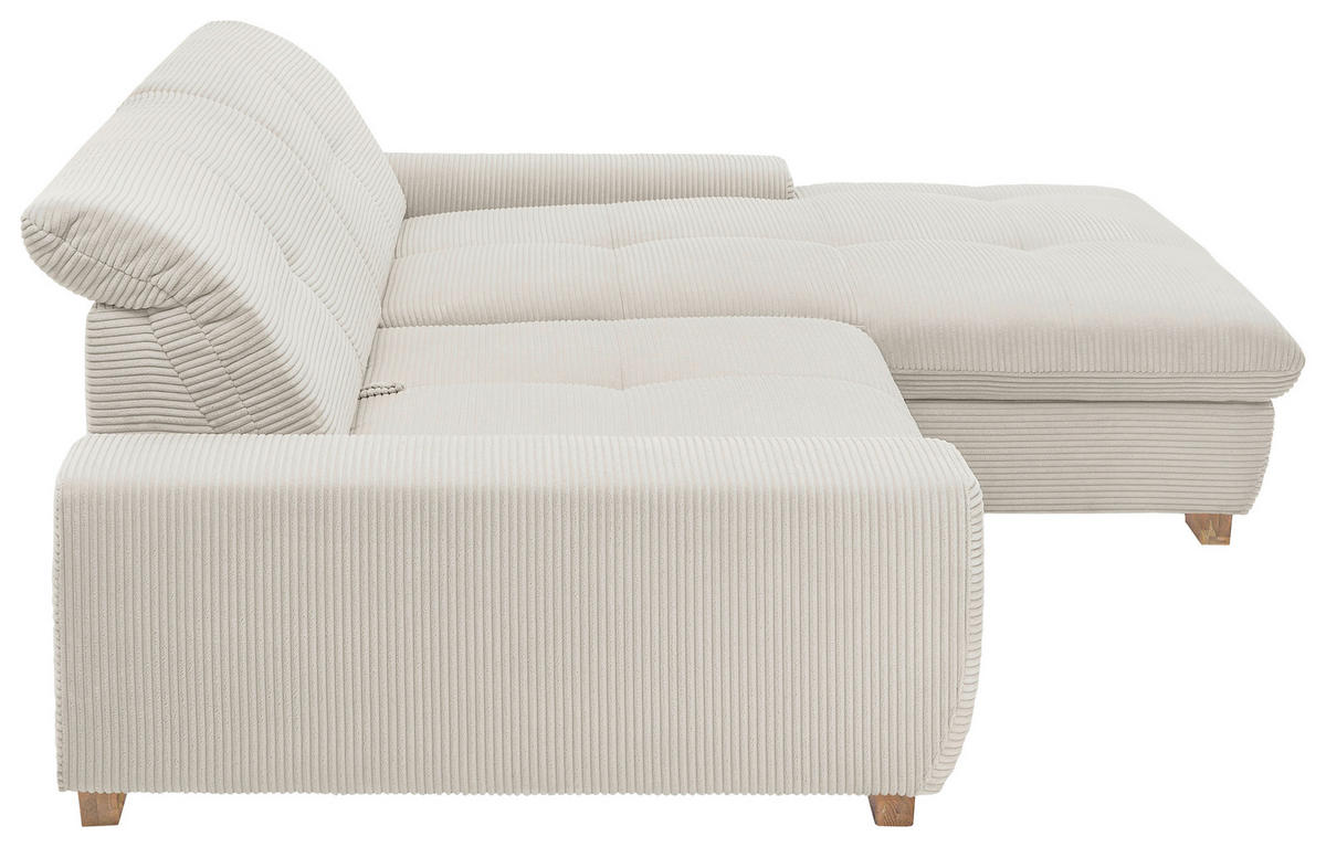 ECKSOFA Creme Cord  - Eichefarben/Creme, Design, Holz/Textil (276/198cm) - SetOne by Musterring