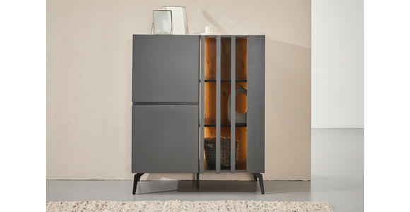 HIGHBOARD  in 96,3/117/41,5 cm  - Schwarz/Grau, Design, Glas/Holzwerkstoff (96,3/117/41,5cm) - Novel