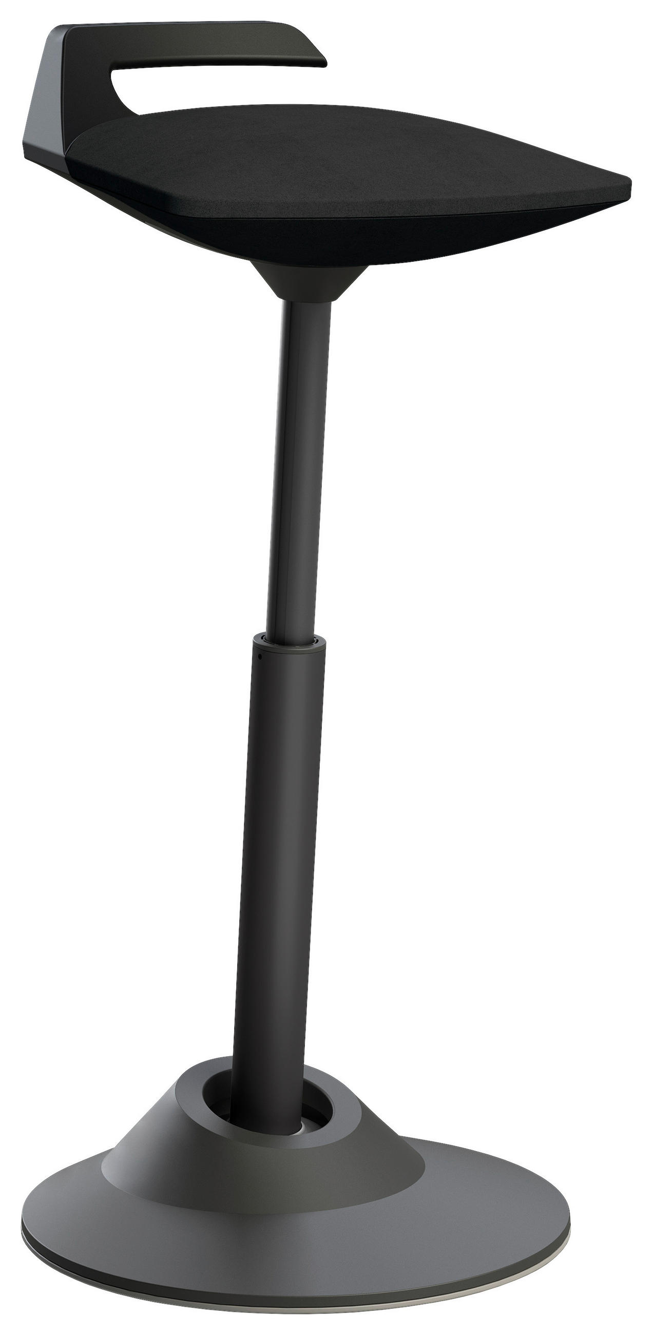 Bürohocker Mikrofaser Schwarz  - Schwarz, Basics, Textil/Metall (38/51-84/38cm) - Aeris