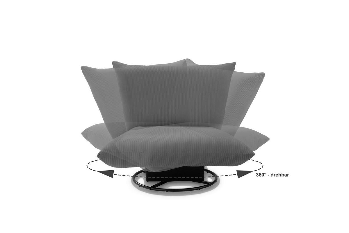RELAXSESSEL Lesesessel Cord    - Schwarz/Grau, Design, Textil/Metall (100/78/96cm) - Livetastic