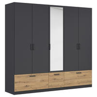 KLEIDERSCHRANK in Grau, Eiche Artisan  - Eiche Artisan/Grau, Basics, Holzwerkstoff/Metall (226/210/54cm) - Boxxx