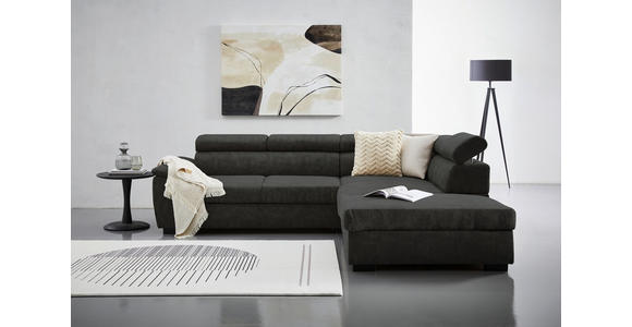 ECKSOFA in Lederlook Anthrazit  - Anthrazit/Schwarz, MODERN, Kunststoff/Textil (263/230cm) - Hom`in