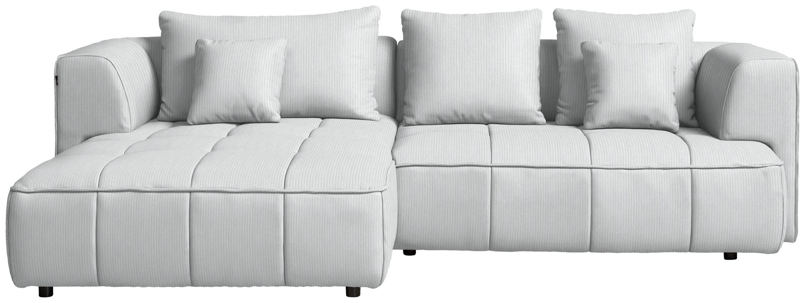 ECKSOFA Feincord Silberfarben  - Silberfarben/Schwarz, Design, Kunststoff/Textil (188/288cm) - Welnova
