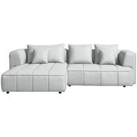 ECKSOFA Feincord Silberfarben  - Silberfarben/Schwarz, Design, Kunststoff/Textil (188/288cm) - Welnova