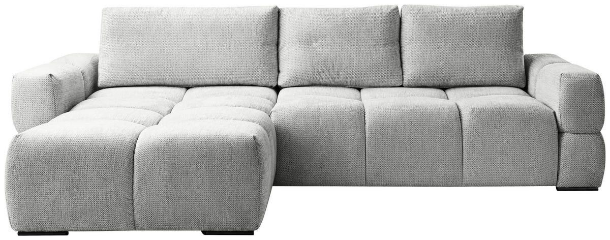 ECKSOFA Chenille Silberfarben  - Silberfarben/Schwarz, Design, Textil/Metall (173/299cm) - Stylife