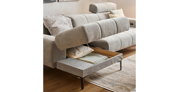 ECKSOFA inkl. Funktionen Grau Chenille  - Schwarz/Grau, Design, Textil/Metall (167/311cm) - Xora