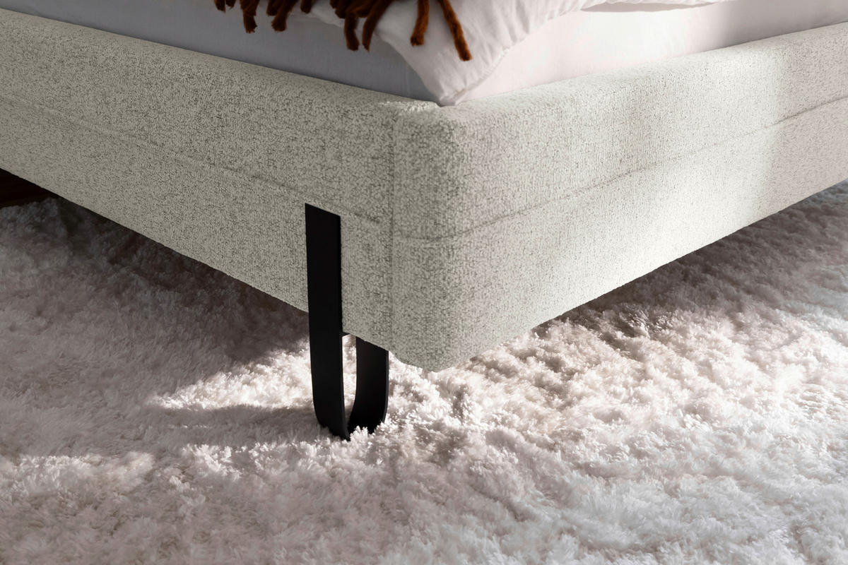 POLSTERBETT Beleuchtung 180/200 cm  in Creme  - Creme/Schwarz, MODERN, Textil/Metall (180/200cm) - Novel
