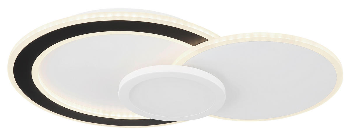 LED-DECKENLEUCHTE Gisell 57,5/40/8,5 cm   - Opal/Schwarz, Trend, Kunststoff/Metall (57,5/40/8,5cm) - Globo