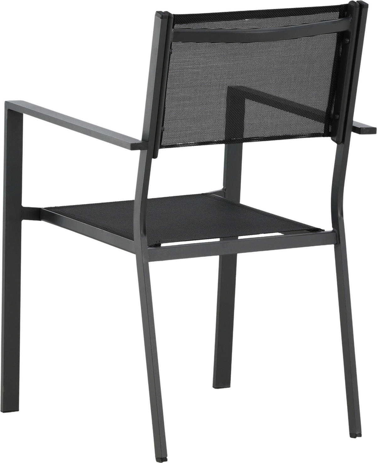 Stapelsessel 2er-Set Aluminium Schwarz  - Schwarz, KONVENTIONELL, Textil/Metall (56.5/88/61cm) - Gardenson