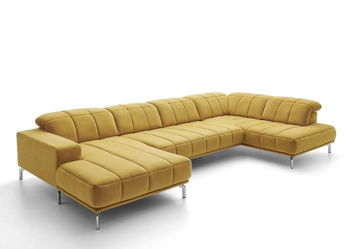 SJEDEĆA GARNITURA tekstil  curry žuta   - curry žuta/crna, Moderno, tekstil (383/98/212cm) - Beldomo Style