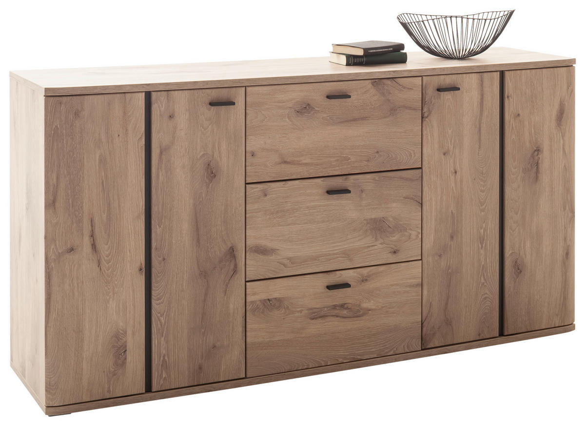 SIDEBOARD Anthrazit, Eichefarben  180/92/44 cm  - Eichefarben/Anthrazit, Konventionell, Holzwerkstoff/Metall (180/92/44cm) - Cantus