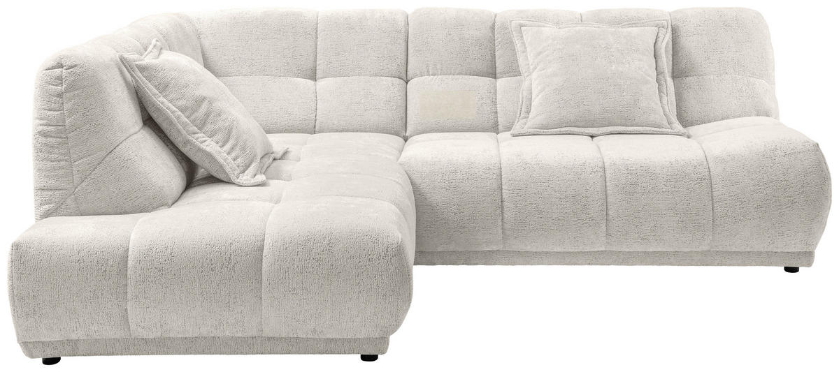 ECKSOFA Chenille Creme  - Creme/Schwarz, Modern, Kunststoff/Textil (203/254cm) - Livetastic