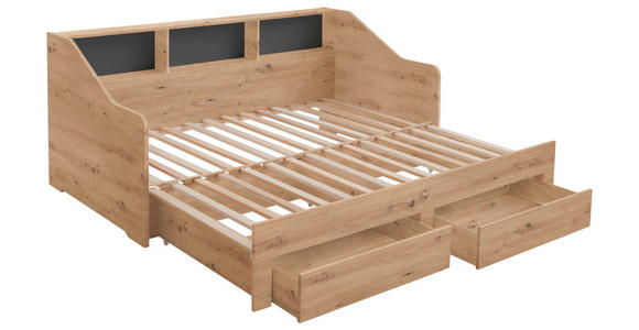 AUSZIEHBETT 90-180/200 cm  in Dunkelgrau, Eiche Artisan  - Dunkelgrau/Buchefarben, KONVENTIONELL, Holzwerkstoff (90-180/200cm) - Carryhome