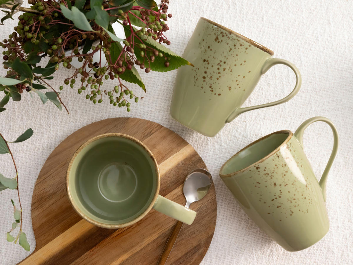 KAFFEEBECHERSET 6-teilig  - Grün, Trend, Keramik (300ml) - Creatable