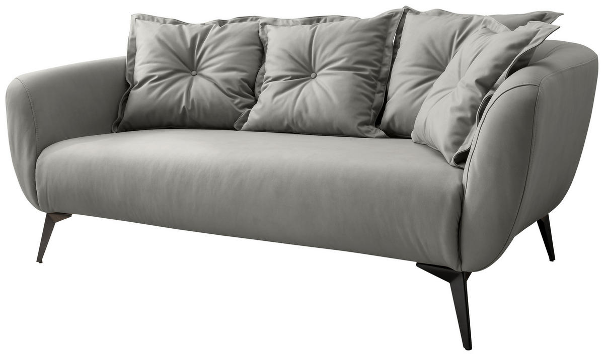 2,5-SITZER in Lederlook Grau  - Schwarz/Grau, Modern, Textil/Metall (196/94/103cm) - Livetastic