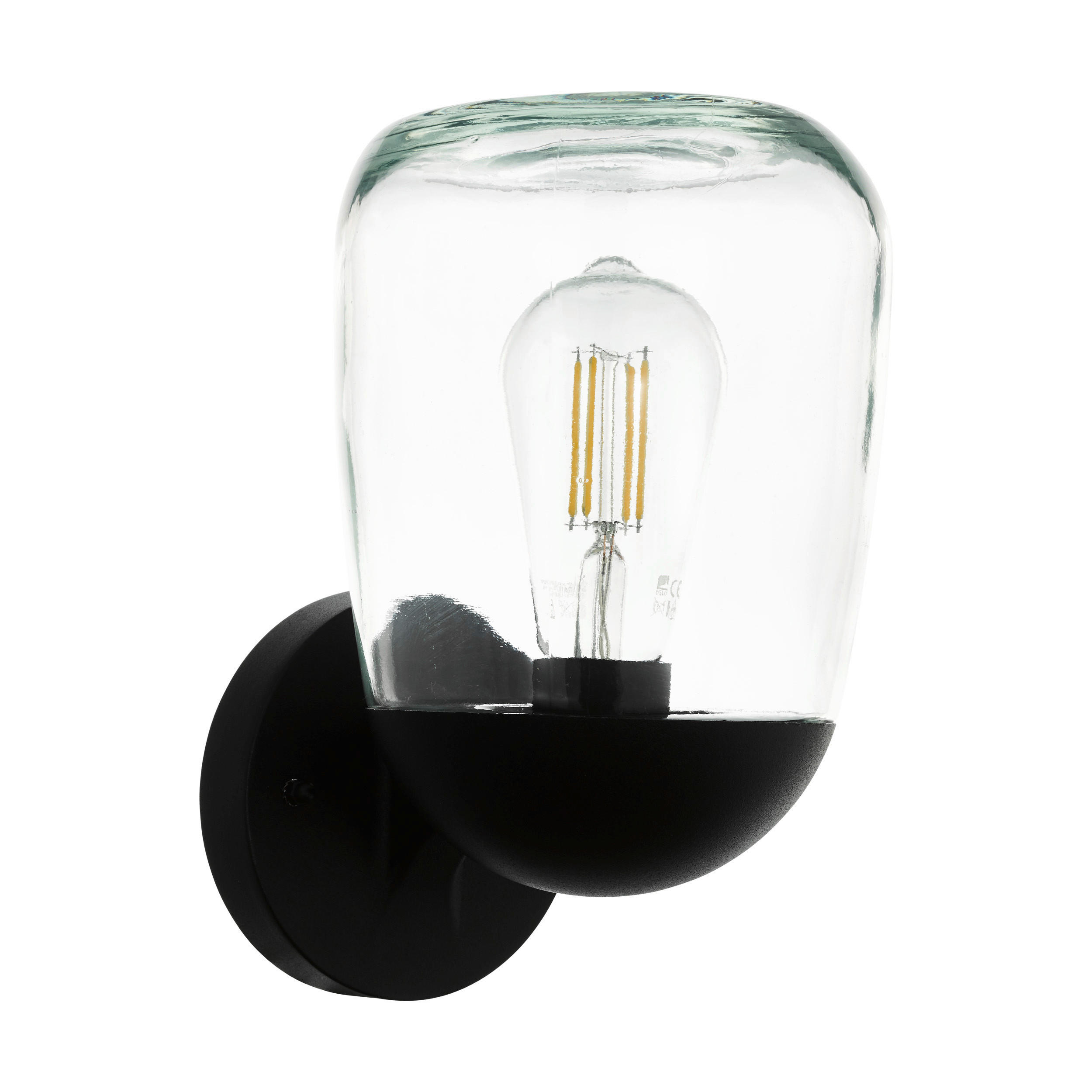 AUSSENWANDLEUCHTE - Klar/Schwarz, Basics, Glas/Kunststoff (15,5cm) - Eglo