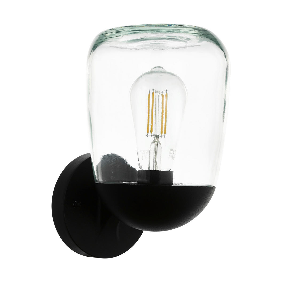 AUSSENWANDLEUCHTE - Klar/Schwarz, Basics, Glas/Kunststoff (15,5cm) - Eglo