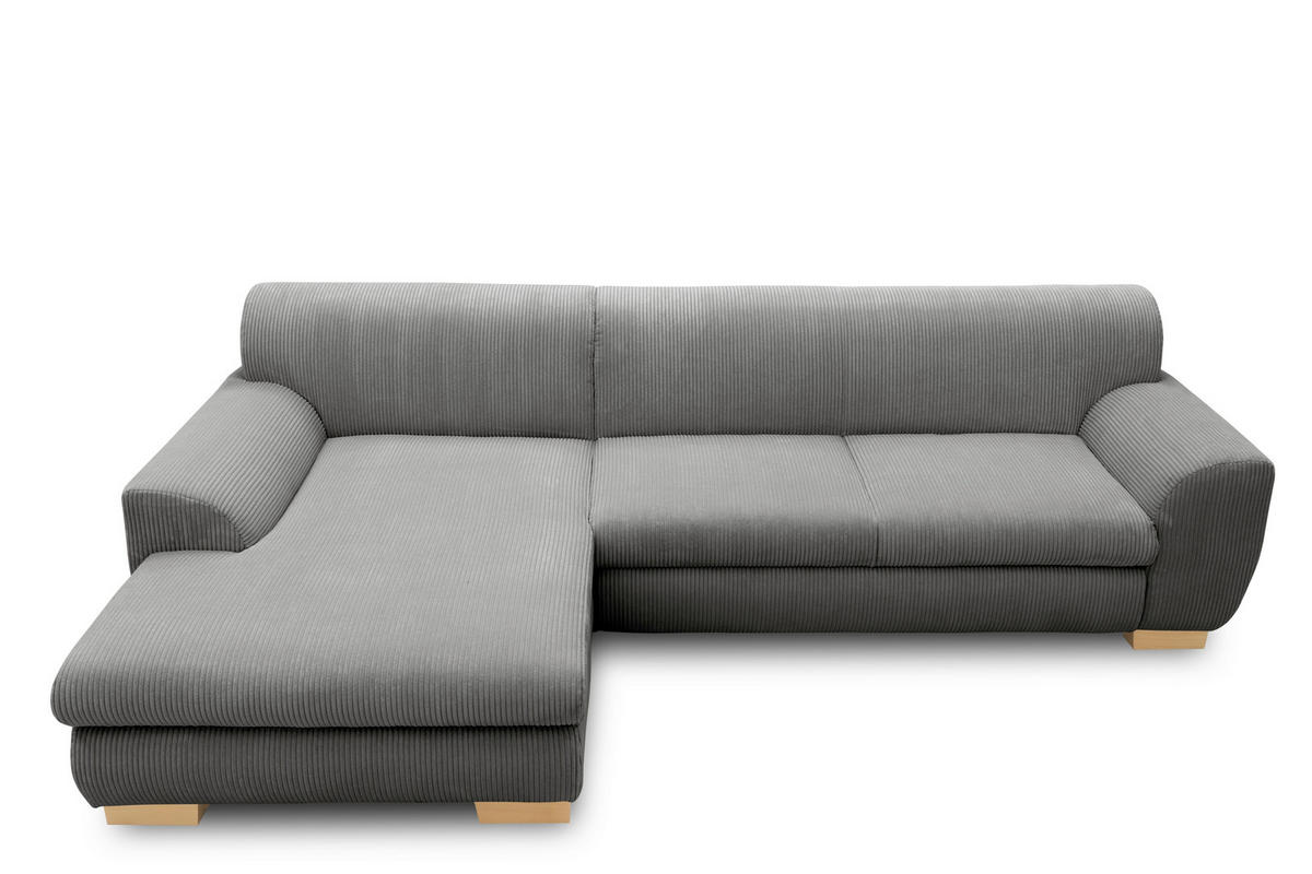 ECKSCHLAFSOFA NIKA Grau Webstoff  - Silberfarben/Grau, Basics, Holz/Textil (277/156cm) - MID.YOU