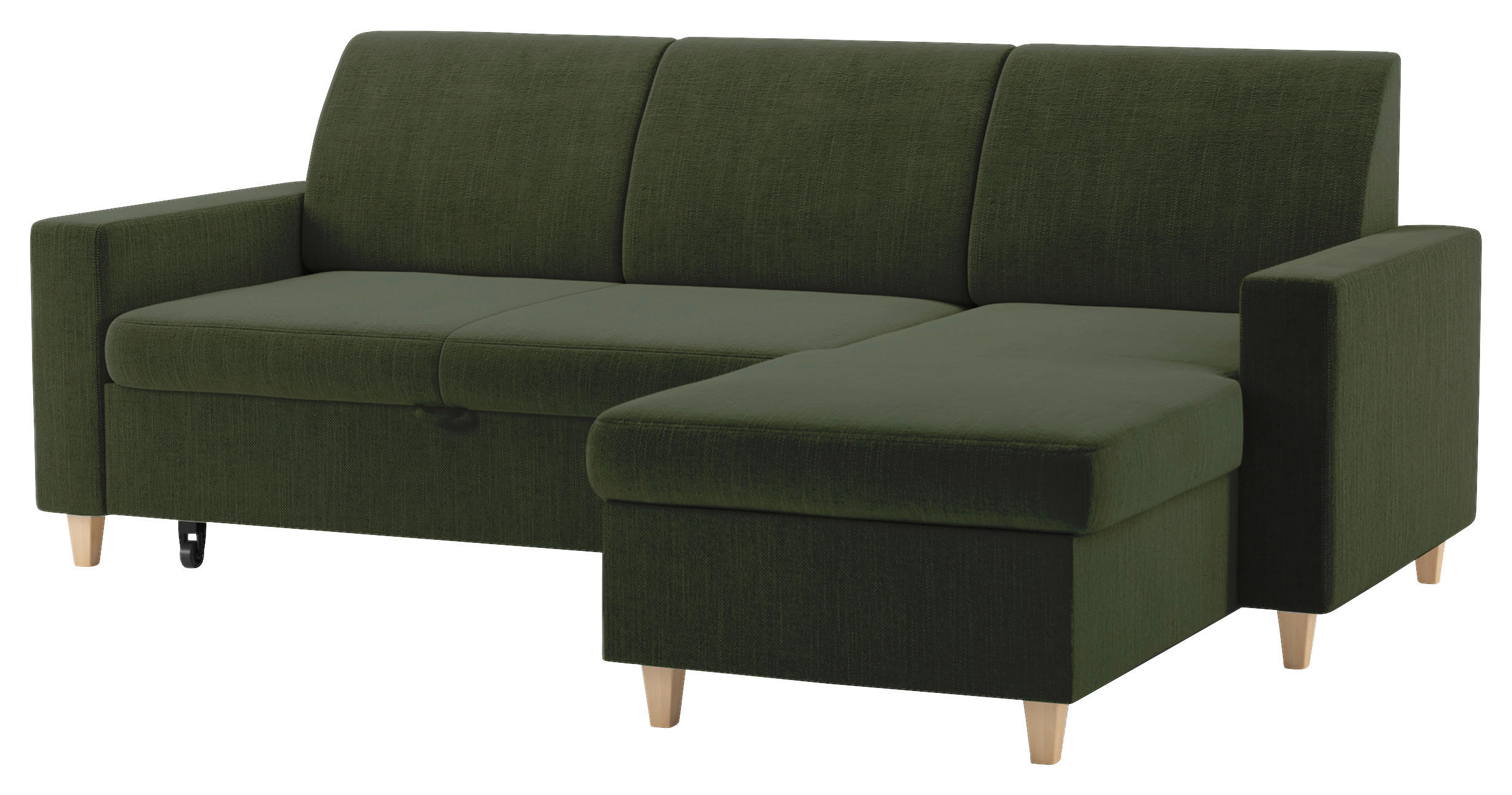 ECKSOFA NIKAS Grün Flachgewebe Bettkasten  - Buchefarben/Grün, Design, Holz/Textil (227/156cm) - MID.YOU