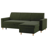 ECKSOFA NIKAS Grün Flachgewebe Bettkasten  - Buchefarben/Grün, Design, Holz/Textil (227/156cm) - MID.YOU