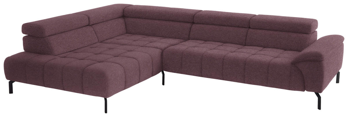 ECKSOFA in Chenille Beere  - Beere/Schwarz, Design, Textil/Metall (222/323cm) - Beldomo Style