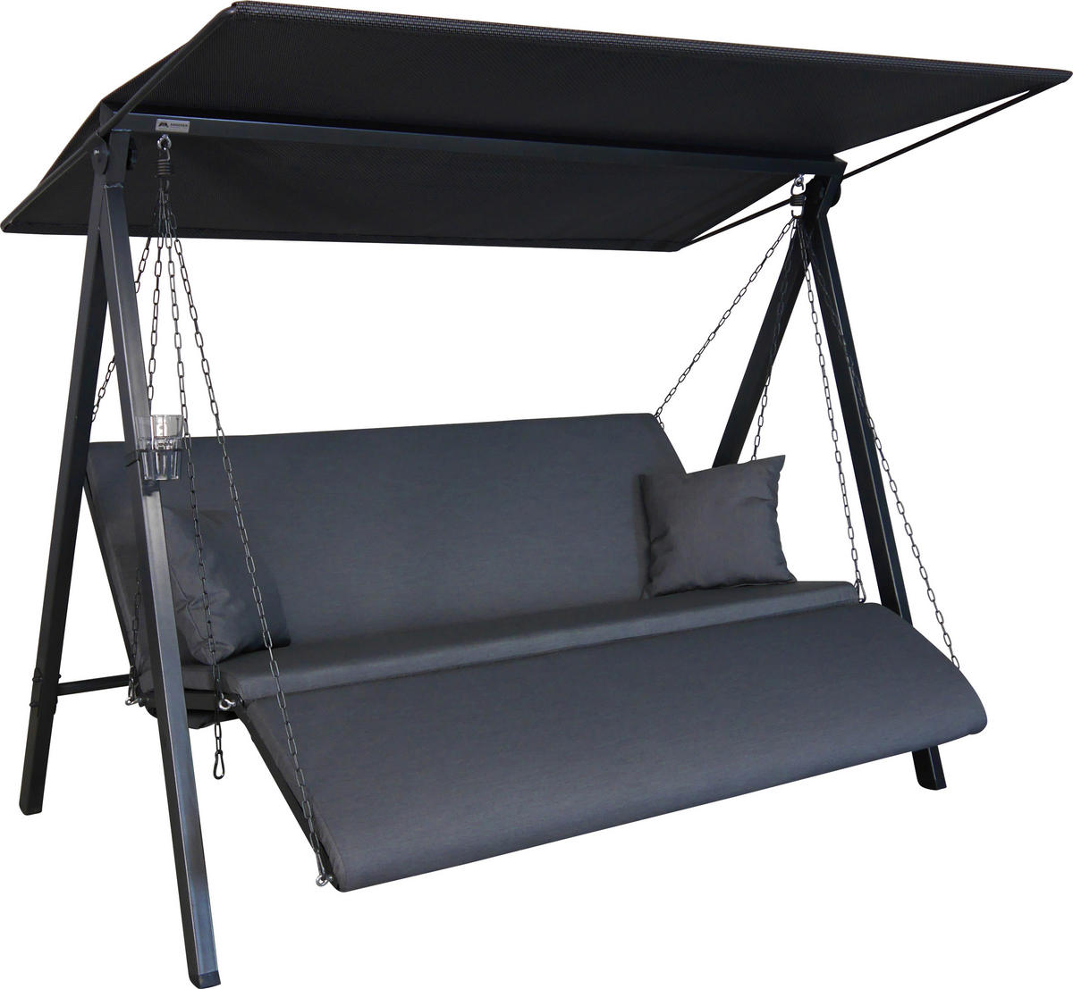 HOLLYWOODSCHAUKEL 210/160/145 cm  - Anthrazit/Grau, Basics, Kunststoff/Textil (210/160/145cm) - Boxxx