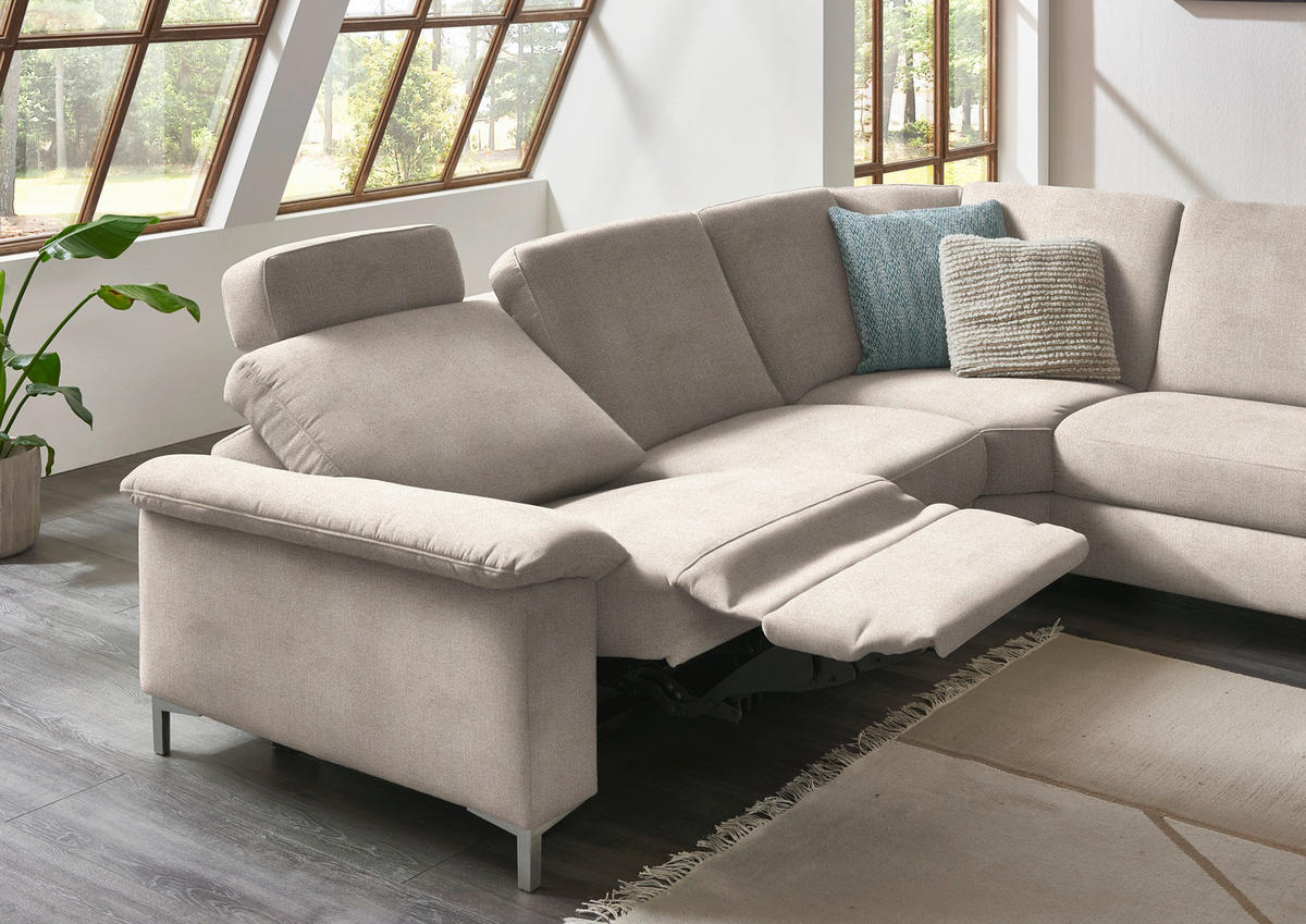 WOHNLANDSCHAFT  in Chenille Hellbraun  - Hellbraun/Alufarben, Design, Textil/Metall (265/333/170cm) - Dieter Knoll