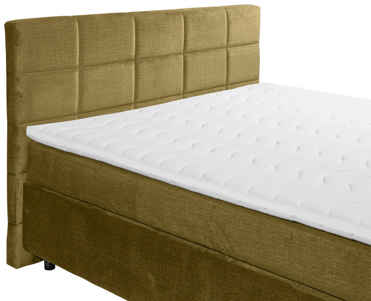 BOXSPRINGBETT 180/200 cm  in Olivgrün  - Schwarz/Olivgrün, Design, Holzwerkstoff/Kunststoff (180/200cm) - Xora