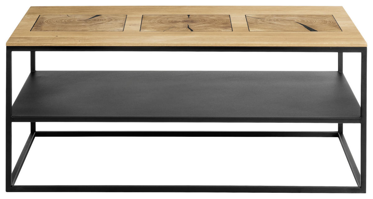COUCHTISCH in Metall 100/60/41,5 cm  - Schwarz/Naturfarben, Design, Holz/Metall (100/60/41,5cm) - Johann Jakob
