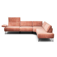 ECKSOFA in Samt Rosa  288-303/213 cm  - Schwarz/Rosa, Design, Textil/Metall (288-303/213cm) - SENSOO