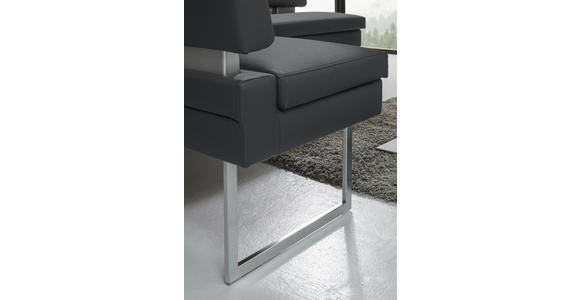 ECKBANK 158/200 cm in Grau, Edelstahlfarben - Edelstahlfarben/Grau, Design, Textil/Metall (158/200cm) - Dieter Knoll