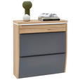 SCHUHKIPPER  in 92/96/31 cm  - Eichefarben/Anthrazit, Design, Holzwerkstoff/Metall (92/96/31cm) - Dieter Knoll