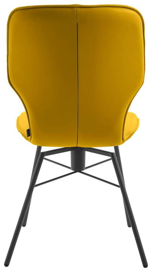 STUHL Echtleder Gelb  - Dunkelgrau/Gelb, Design, Leder/Metall (49/95/63cm) - Musterring