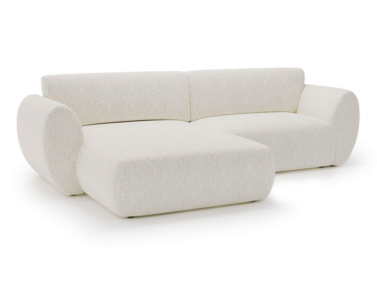 ECKSOFA SOLIS in Chenille Creme  170/288 cm  - Creme/Schwarz, Design, Kunststoff/Textil (170/288cm) - Livetastic