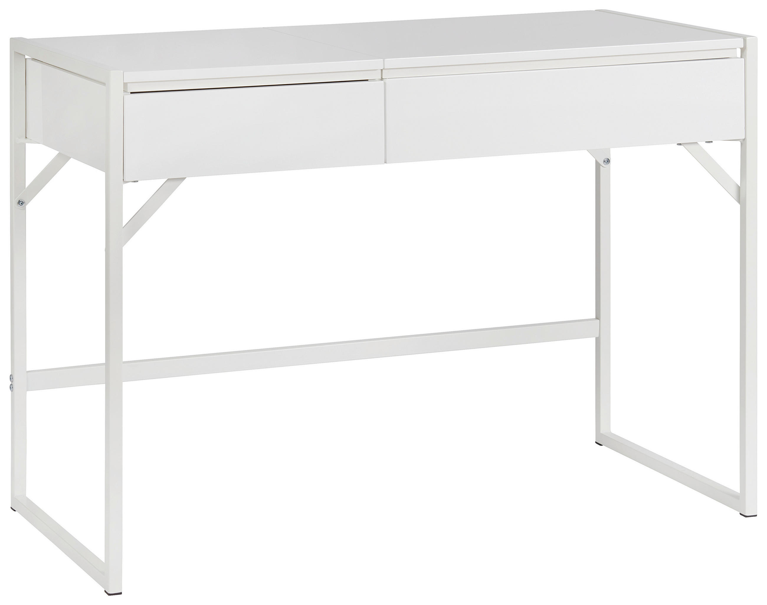 SKRIVBORD 105/50/75,8-100 cm vit förvaringsutrymme mekanisk höjdjustering  - vit, Design, metall/trämaterial (105/50/75,8-100cm) - Novel