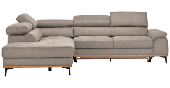 ECKSOFA  in Webstoff Hellbraun Bettkasten, Schlaffunktion, Kopfteilverstellung  226/282 cm  - Hellbraun/Schwarz, Natur, Holz/Textil (226/282cm) - Novel