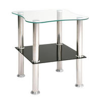 BEISTELLTISCH 40/40/47 cm Klar, Schwarz, Edelstahlfarben formgebogen  - Klar/Edelstahlfarben, Design, Glas/Metall (40/40/47cm) - Carryhome
