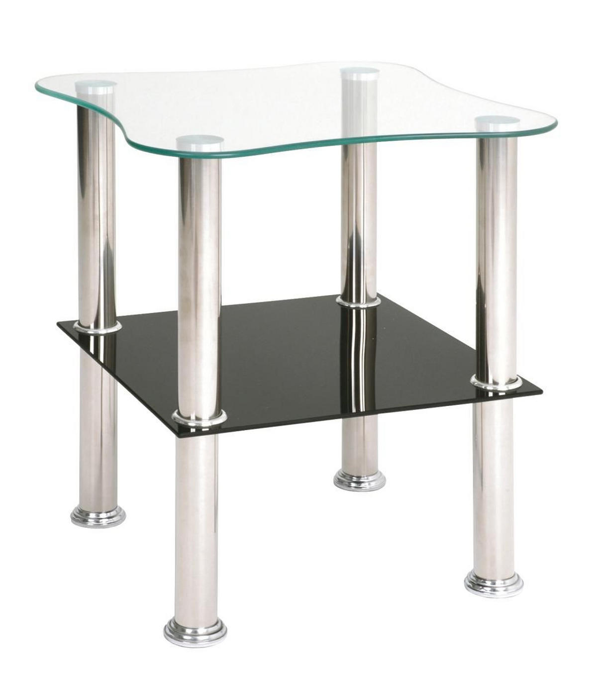 BEISTELLTISCH 40/40/47 cm Klar, Schwarz, Edelstahlfarben formgebogen  - Klar/Edelstahlfarben, Design, Glas/Metall (40/40/47cm) - Carryhome
