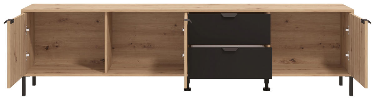 LOWBOARD  in 208/40/54,5 cm  - Schwarz/Eiche Artisan, Basics, Holzwerkstoff/Kunststoff (208/40/54,5cm) - Carryhome